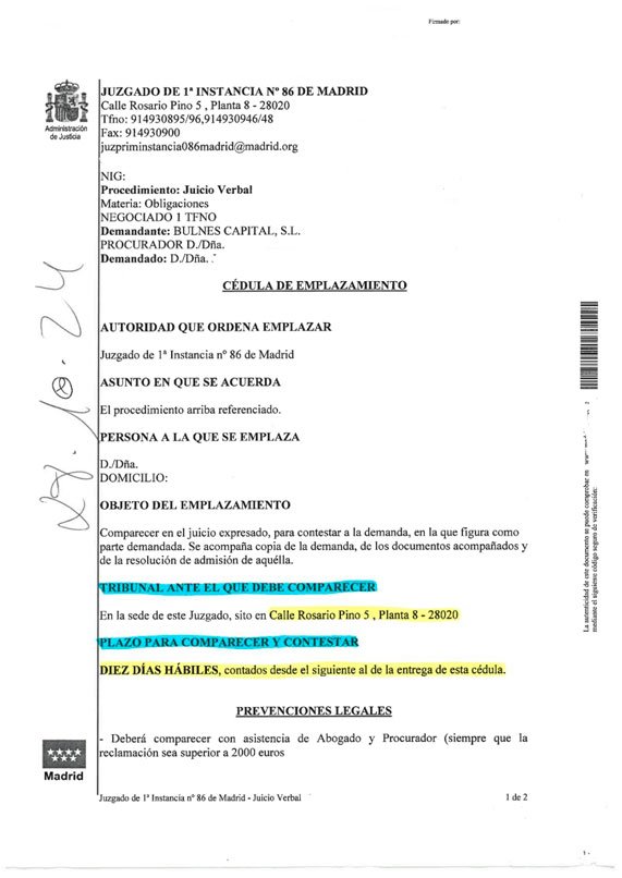 Demanda Bulnes Capital