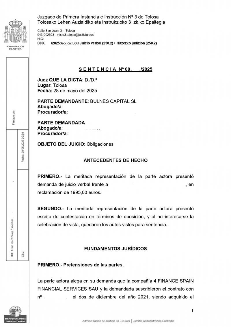 Sentencia contra Bulnes Capital Sentencia contra Bulnes Capital